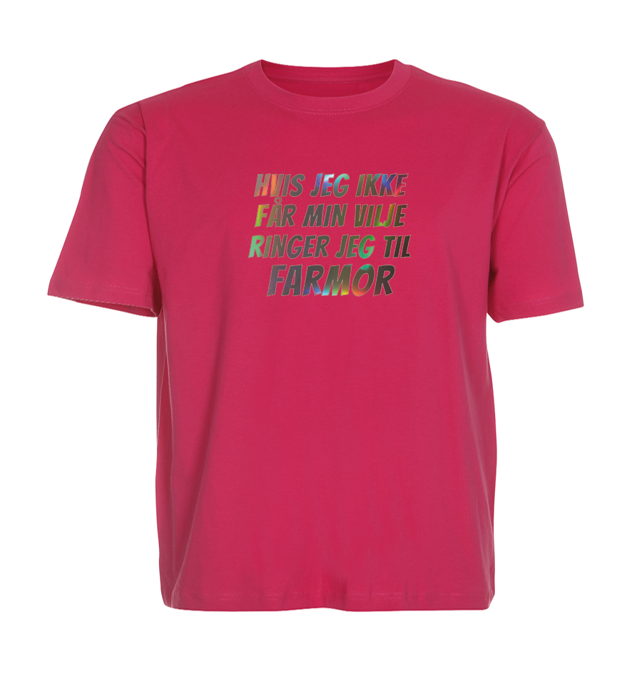 Børne t-shirt - Hvis jeg ikke får min vilje ringer jeg til Farmor