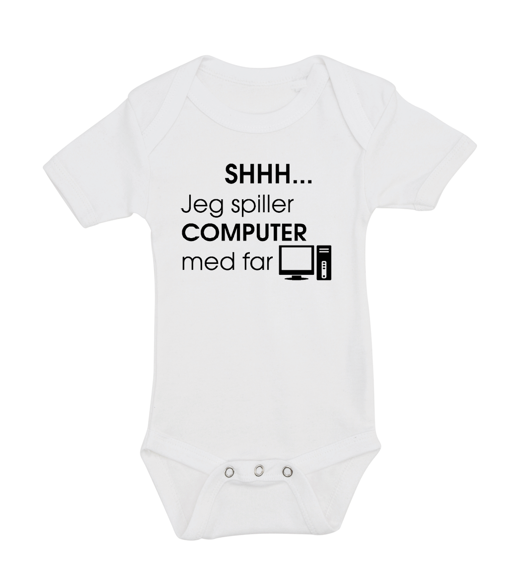 Baby bodystocking - Shhh jeg spiller computer med far
